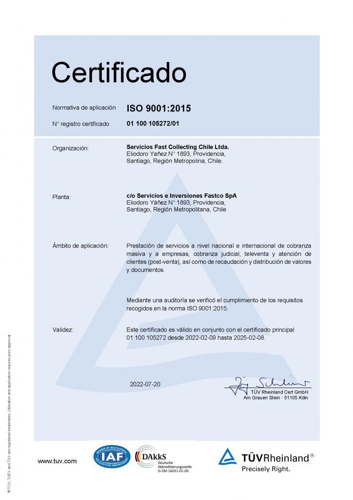 Certificated 9001